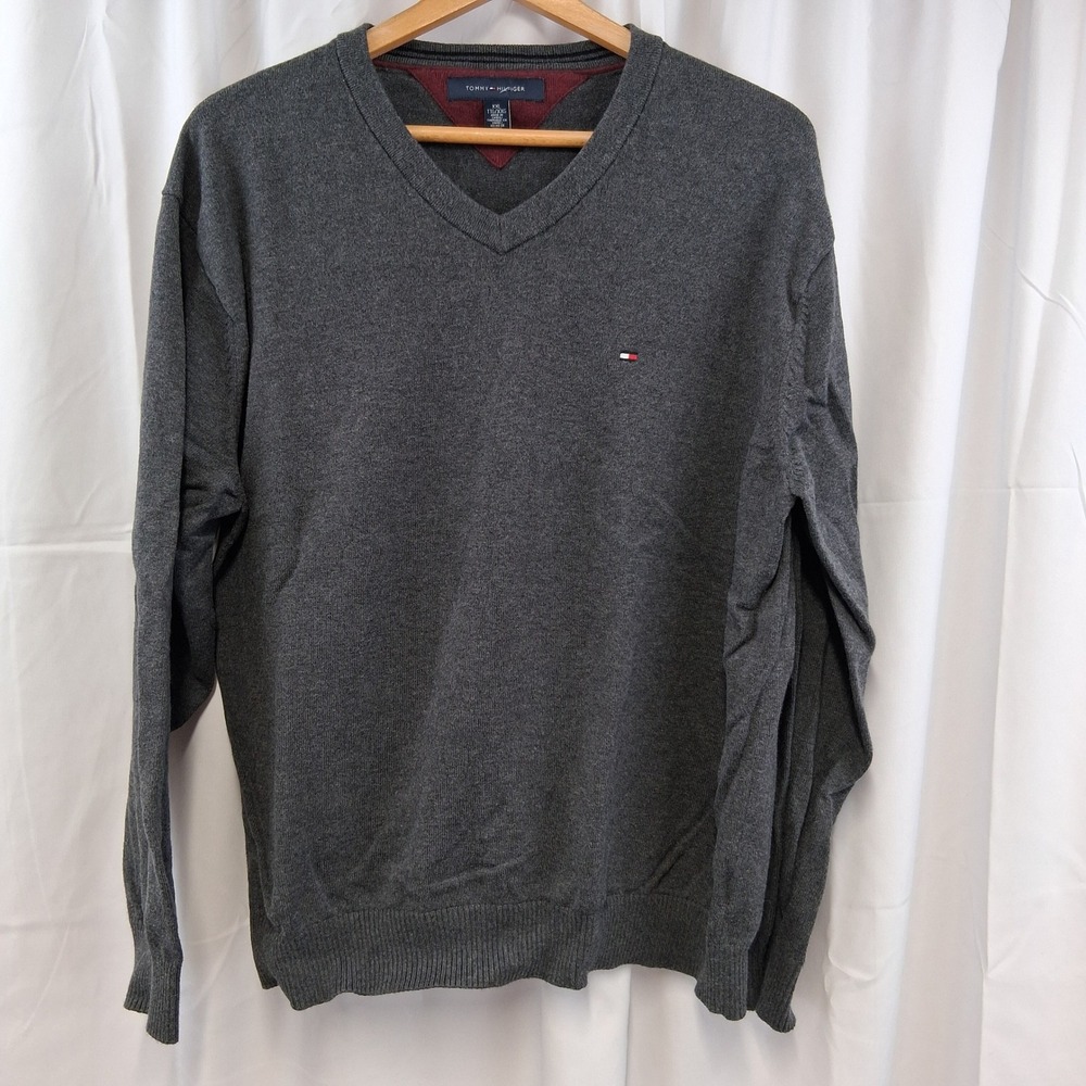 Tommy Hilfiger Men's Dark Gray‎ V-Neck Long Sleeve Sweater Size XXL